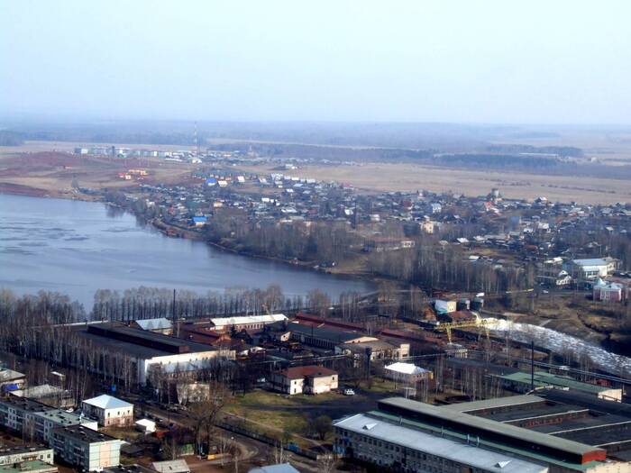 Вид города Белой Холуницы с высоты
