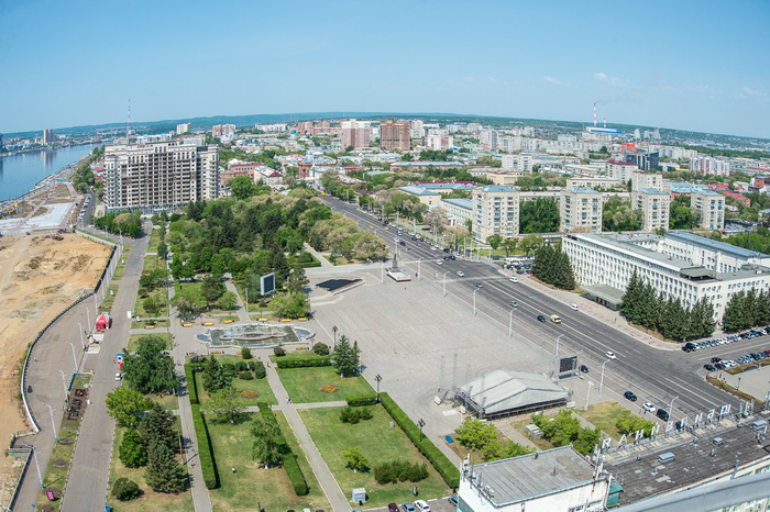 Вид города Благовещенска с высоты
