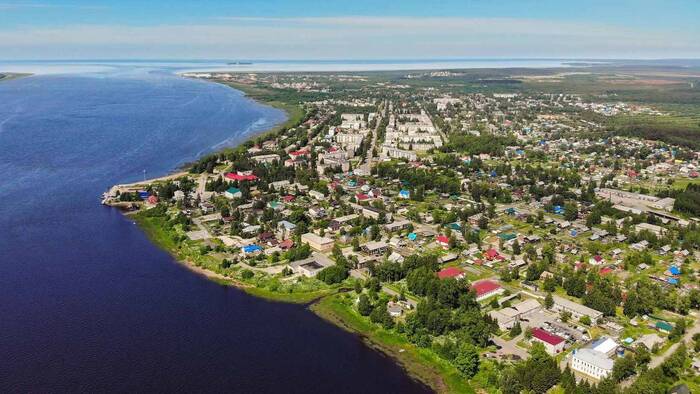 Вид города Онеги с высоты птичьего полета