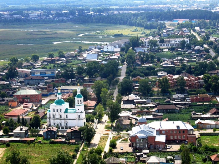 Вид города Тара с высоты